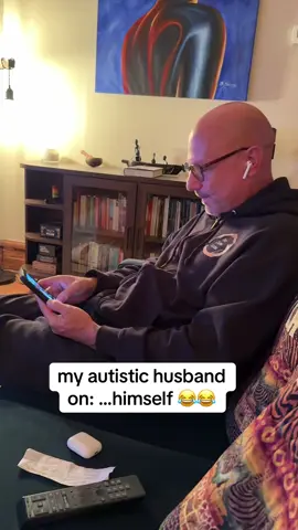 Wish I had started filming earlier when he was actively having a conversation with himself 😂😂 #autism #autismawareness #autismacceptance #autisticadult #autistictiktok #autistictok #actuallyautistic #autisticadult #autisticadults #neurodivergent #neurodivergenttiktok #neurodiverse #neurospicy #neurospicyhumour #funny #tiktokcreator #behindthescenes #creator #fyp #fypシ #fypage  #creatorsearchinsights #genx #genxtiktokers #couple #couplecomedy @magicalmichael 🪩 #myautistichusband #videoedit #editing 