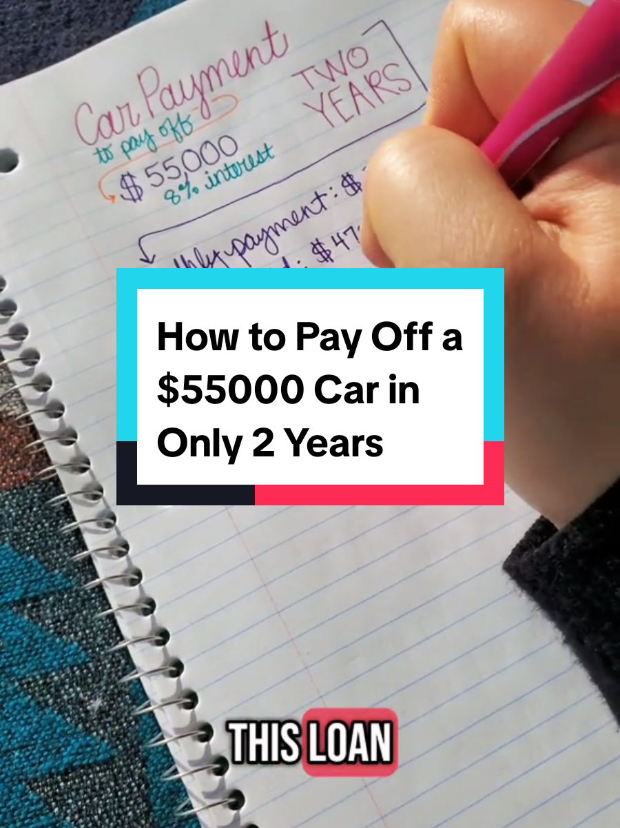 Paying off a $55000 car loan is no small feat, doing it in just 2 years takes even more hard work. But with a smart budget and maybe some extra income, it can be achieved #carpayment #loan 