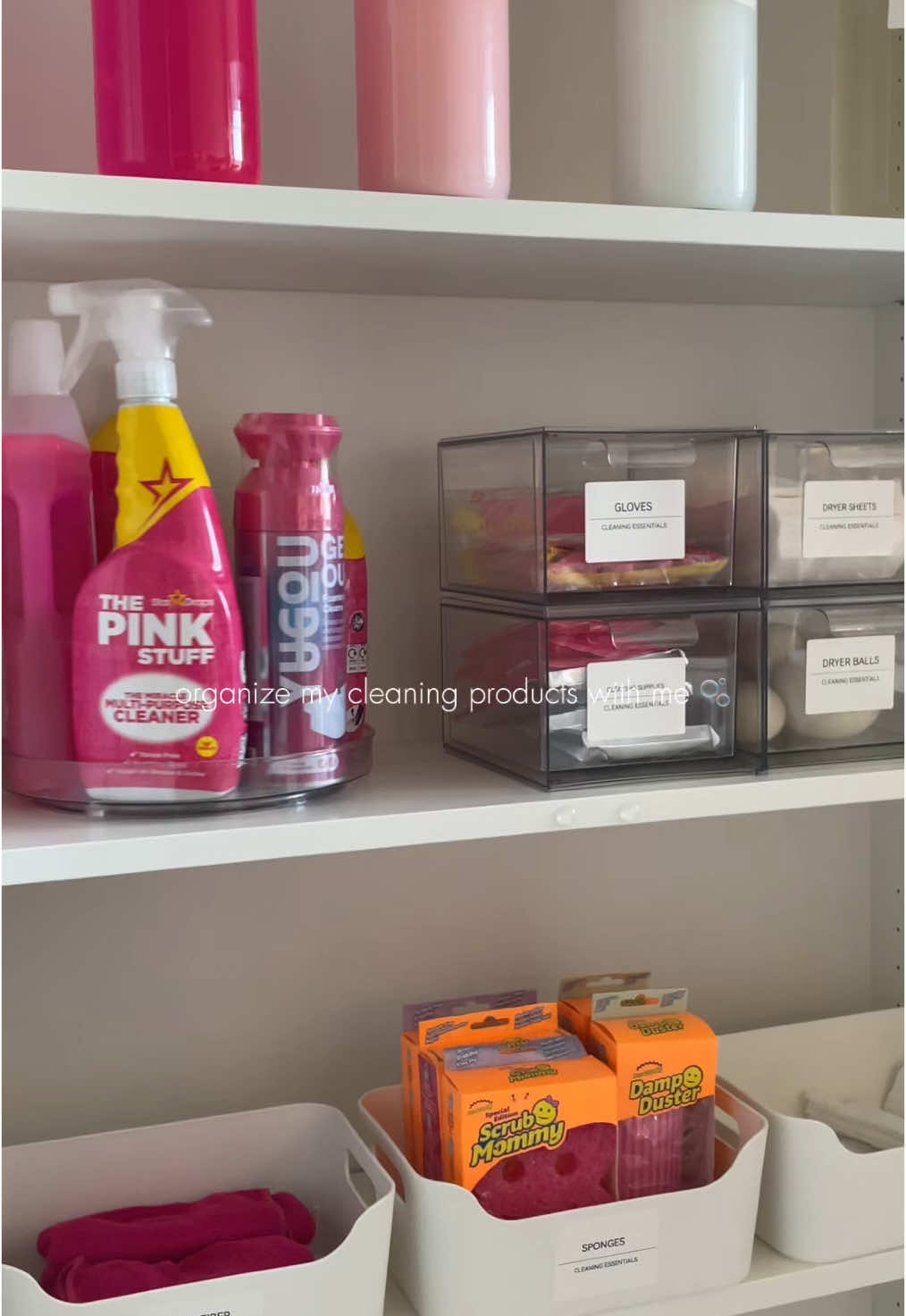 Let’s organize my cleaning products 🫧 #CleanTok #cleaningtiktok #speedclean #organize #organizedhome #satisfyingclean #asmrsounds #asmr #motivation #cleaningmotivation @The Pink Stuff @Scrub Daddy UK @Scrub Daddy FR @YUGOU 