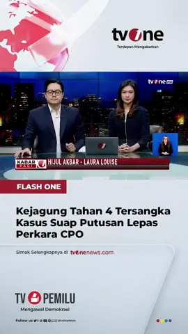 Kejaksaan Agung menetapkan empat orang tersangka terkait kasus suap penanganan perkara di Pengadilan Negeri Jakarta Pusat.  Keempat tersangka itu terdiri dari hakim hingga pengacara. Simak video selengkapnya di https://sulkurl.com/oR5 #HardNews_Hukum #FlashOne #CariBeritaditvOne #tvOne #PNJaksel #FO04