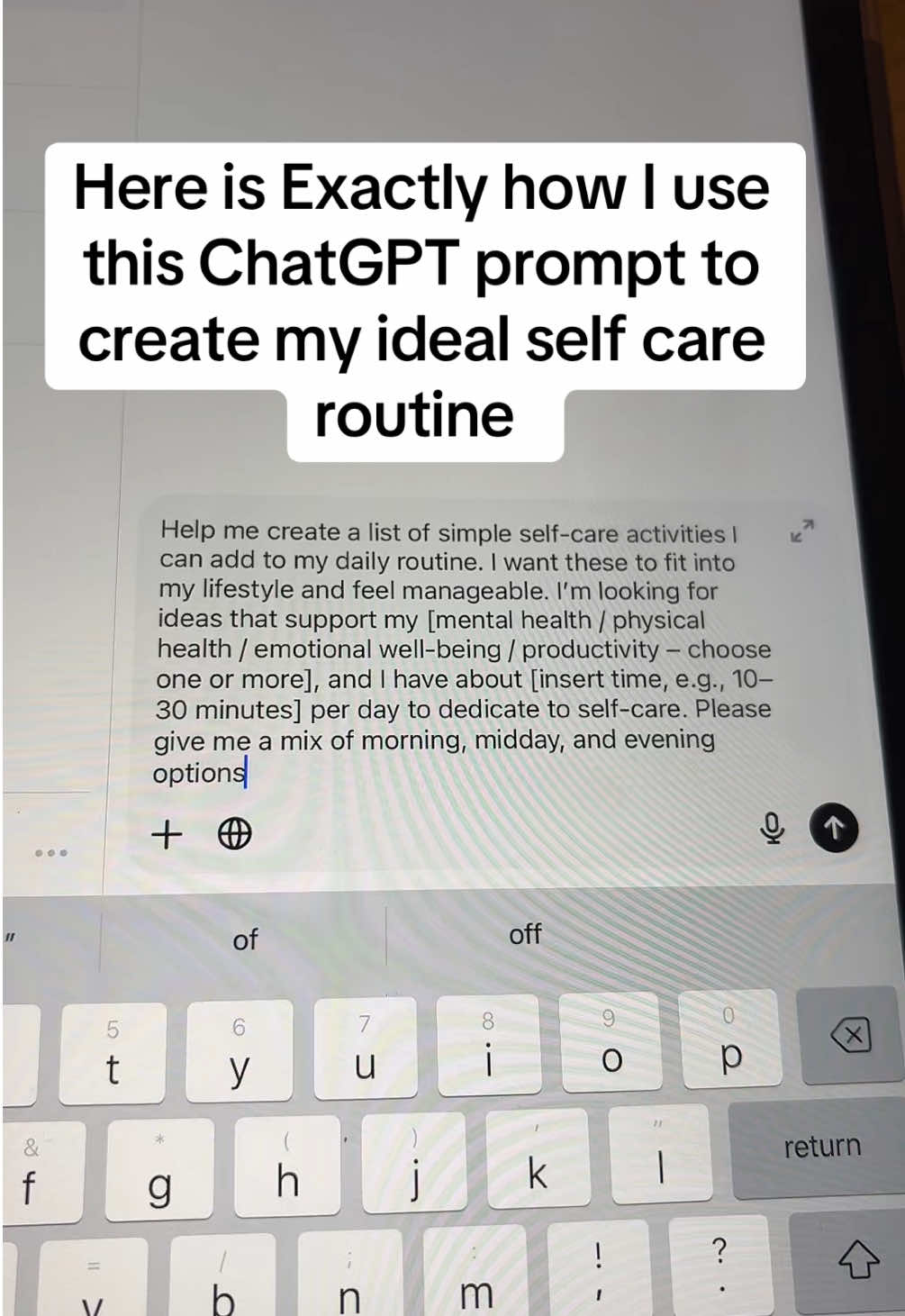 Self Care Routine ChatGPT prompt #SelfCare #routine #chatgpt #chatgptprompts 