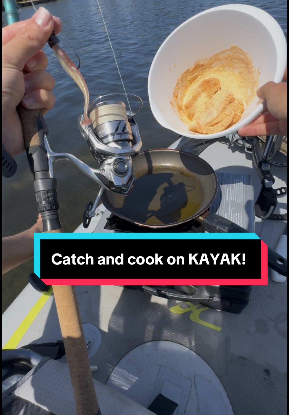 Catch and cook on my KAYAK! #fishing #fishtok #fyp #angler #fishingfun #catchandcook #fishingtiktoks #fishingvideo #fypp #fisherman #saltwaterfishing #fish #shorts #Outdoors 