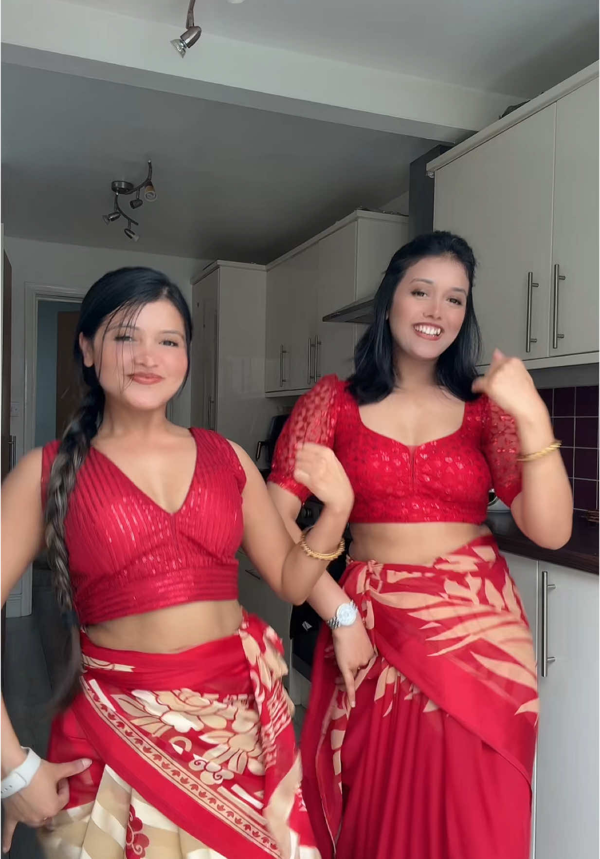 Nepali songs are such a vibe❤️ #sriyasimran #sisters #uk #laijauvena #trendingdance #priyankakarki #subhasahit #nepalisong 