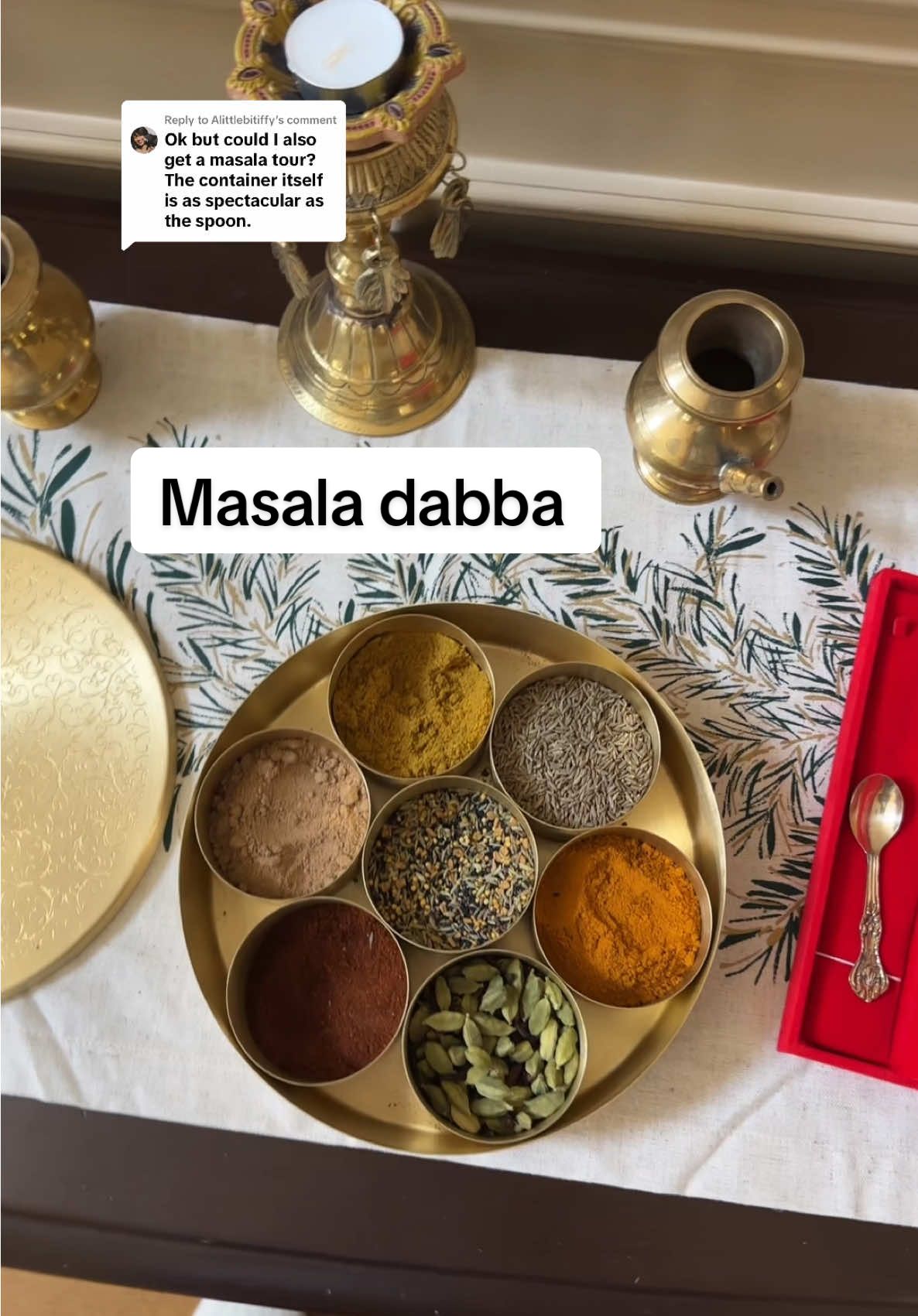 Replying to @Alittlebitiffy sorry couldnt find a ‘velvet red pillow’ for our star spoon, but for now the jewelry box will have to do #spoon #masalaspoon #masalabox #masalatour #nepali #tism 