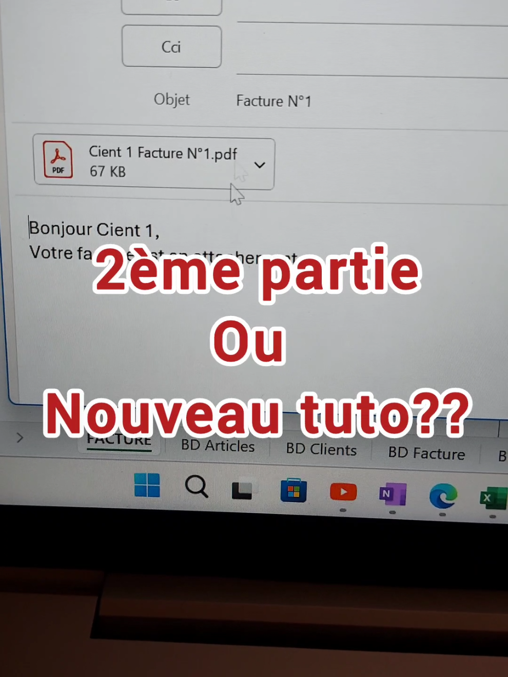 Vous avez adoré la première vidéo sur la facture automatisée Excel ! Et maintenant ? Partie 2 ou nouveau tuto ? Dites-moi en commentaire ce que vous voulez voir ensuite ! #vba #Excel #facture 