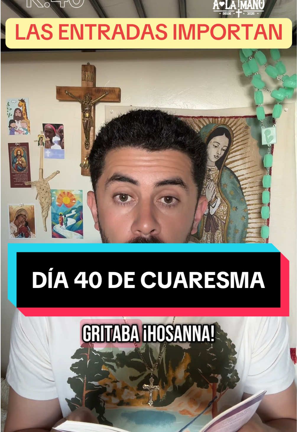 ¡Claro! Aquí te dejo una propuesta para tu texto de TikTok: ⸻ Día 40 de Reflexiones de Cuaresma: Las entradas importan. Hoy llegamos a la meta de estos 40 días de preparación, y el Evangelio nos recuerda que cada entrada tiene un propósito. Jesús entra en Jerusalén no con orgullo, sino con humildad; no para ser servido, sino para entregarse por amor. Así también, cada día que inicias, cada lugar al que llegas, cada momento que vives, es una entrada que puede marcar tu historia y la de otros. No entres en la vida de las personas solo por pasar, ¡entra con amor, con humildad y con propósito! 📖 Lecturas del día: Lucas 19, 28-40; Isaías 50, 4-7; Filipenses 2, 6-11; Lucas 22, 14-23, 56 / 23, 1-49. ¿Con qué te quedas de esta reflexión tras estos 40 días? Gracias por acompañarme en este camino, por compartir y seguir. ¡Dios los bendiga y que vivamos juntos la Semana Santa con fe y amor! #Cuaresma #Reflexión #SemanaSanta #EntradasQueMarcan #DiosEsAmor #rezoscatolicos #paratiiiiiiiiiiiiiiiiiiiiiiiiiiiiiii #jovenescatolicos #meditacion #meditacionespiritual #reflexionesdedios #catolico #catholic #oracionesdiarias 