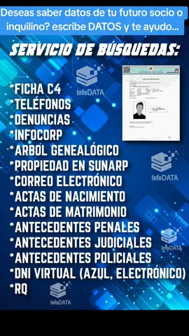Deseas saber datos de tu futuro inquilino?? 🧐 #arbol #teléfonos #denuncias #infocorp #antecedentes #c4
