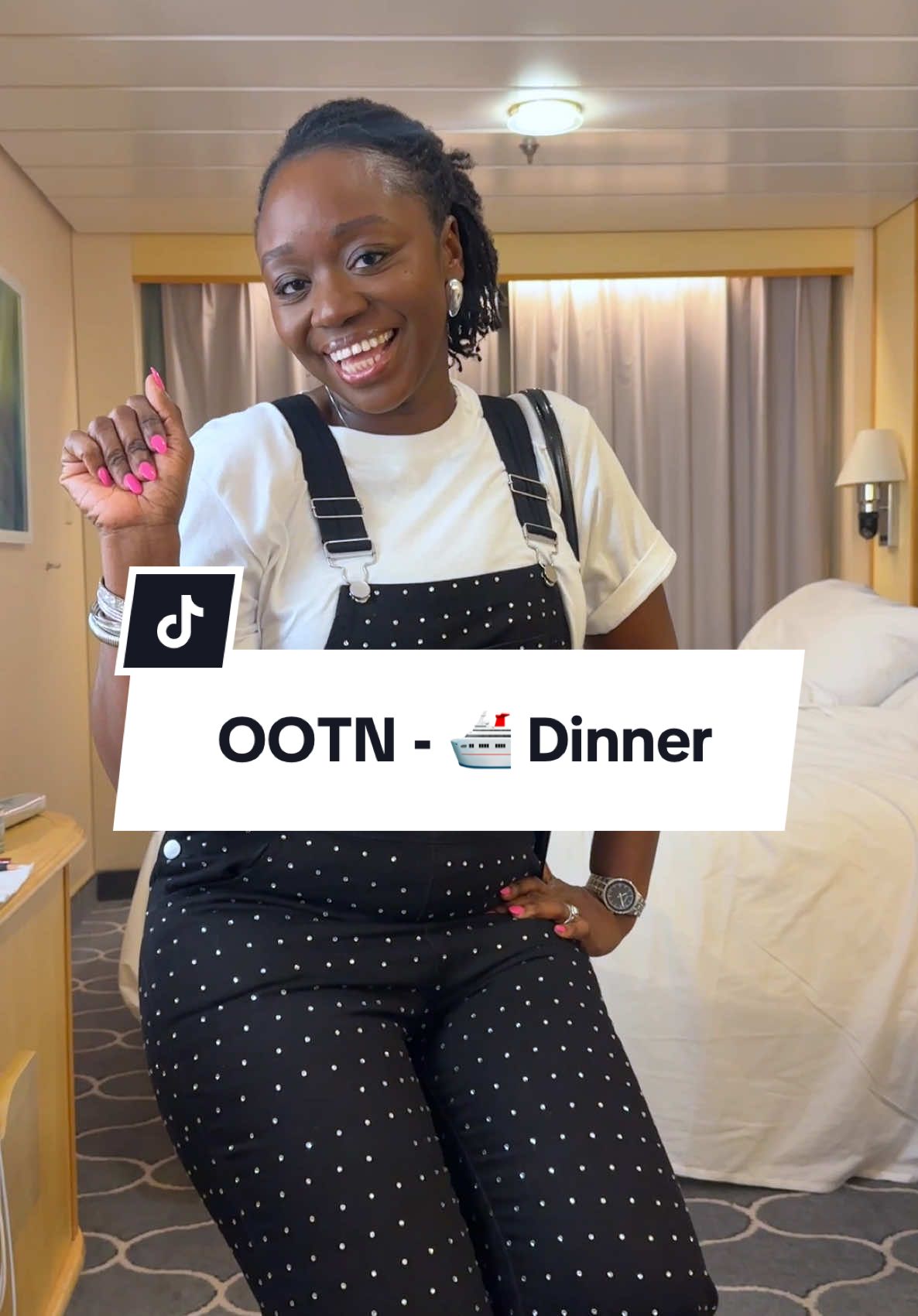 Dinner on a cruise! #ootn #overalls #cruise #vacationmode #vacationlooks 