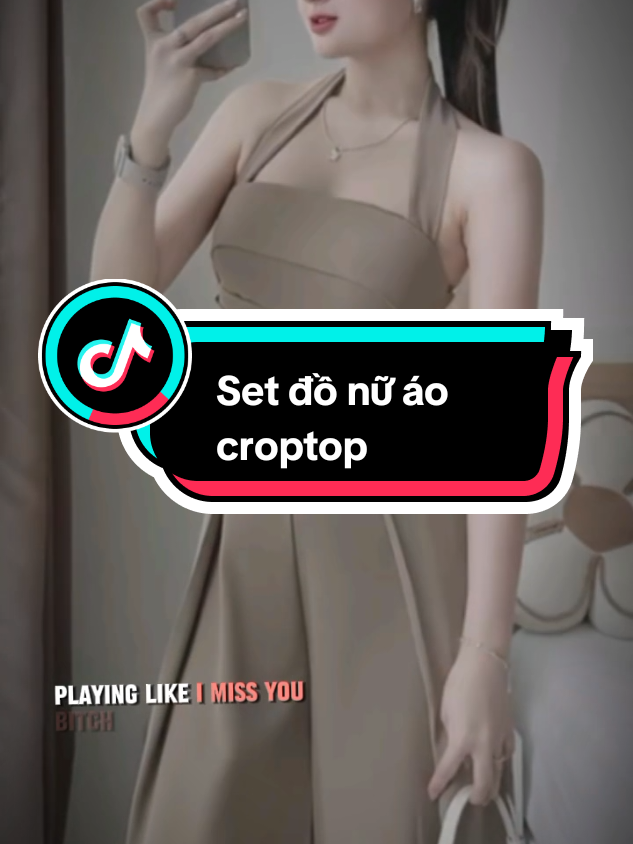 #CapCut Set đồ nữ áo croptop thiết kế cổ yếm khóa kéo sau kèm quần dài ống rộng có túi sang chảnh dành cho các nàng diện đi chơi, đi tiệc #xuhuong #xuhuong #xuhuongtiktok #xuhuongtiktok 