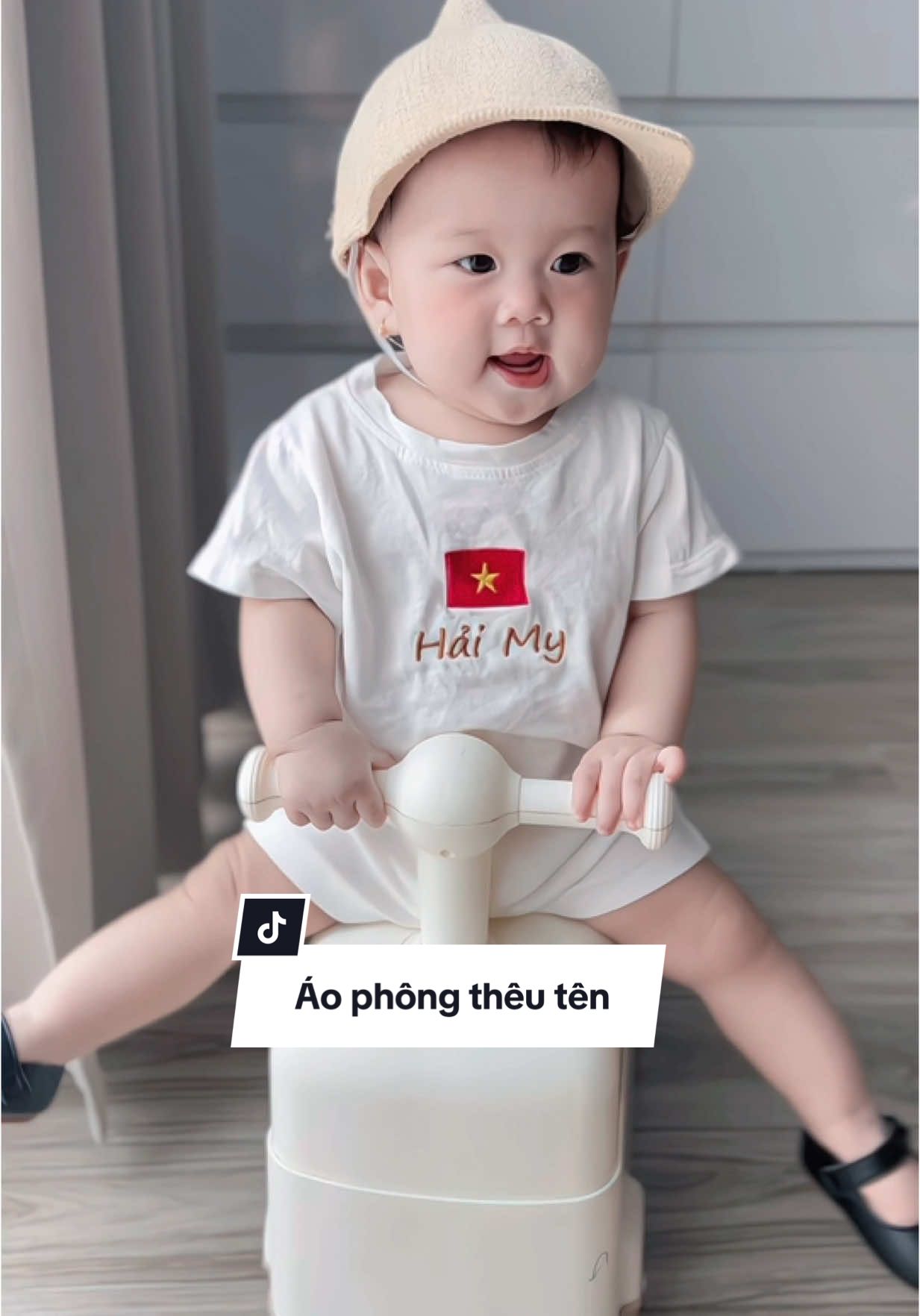 Áo phông thêu lá cờ + thêu tên cho bé loại dày dặn #lehaimy #fyp 
