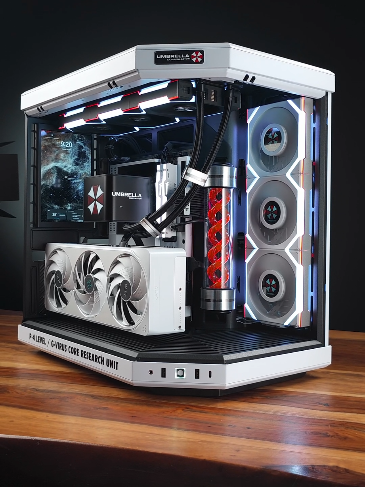 P4 - Level  The G-Virus awesome build! Resident evil fans will appreciate this, i know we did and the owner of this PC loves it! Let us know what you think in the comments Specs: AMD Ryzen 7 7800X3D  64GB Kingston Fury NZXT N7 B650E Gigabyte Aero RTX 5070ti  2x 2tb M.2s Hyte Y70 case TRYX Panorama SE 360 3x Lian Li Unifans LCD wirless(Side) 3x lian Li unfans Wireless(Top) 3x PMW fans(bottom) Win11 Pro ##mancavepc #madeinbahrain🇧🇭 #pcmasterrace #gamingpcbuild #pcbuilder #mancavepc #extremepcbuild #awesome #residentevil #umbrellacorporation #racooncity #gvirus #NEST 
