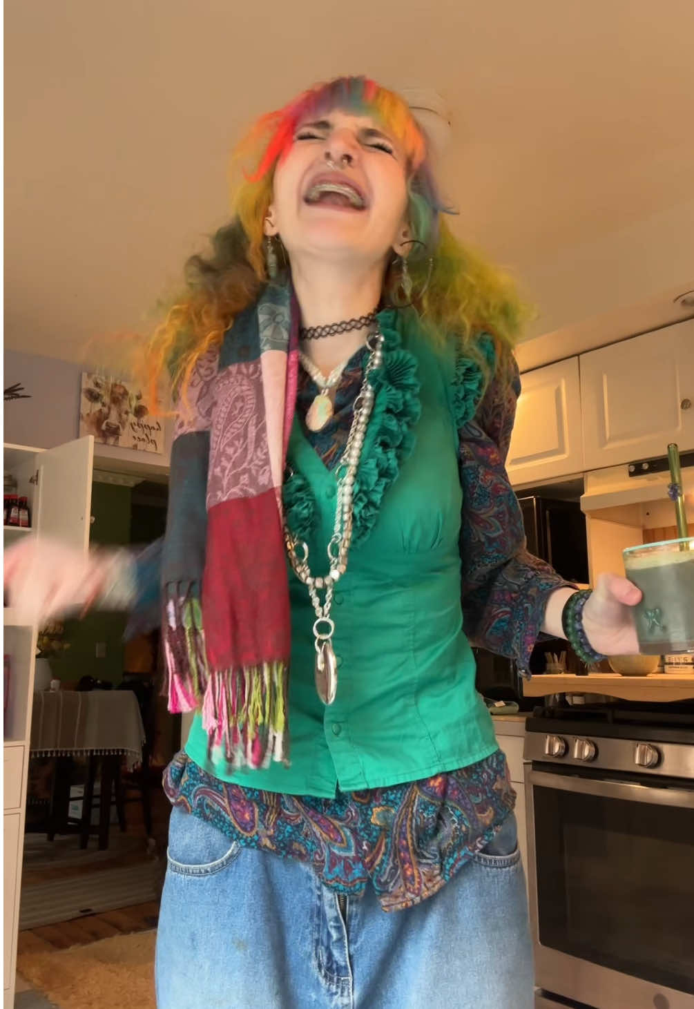 daily routine rn  #libra #twee #rainbowhair #matchalover #funfashion #OOTD #whimsy #funk #glittermakeup #fypシ #matcha #outfit #whimsical #YUM #colorfulfashion #fyp #glitter #ootdinspo #funkyfashion #555 
