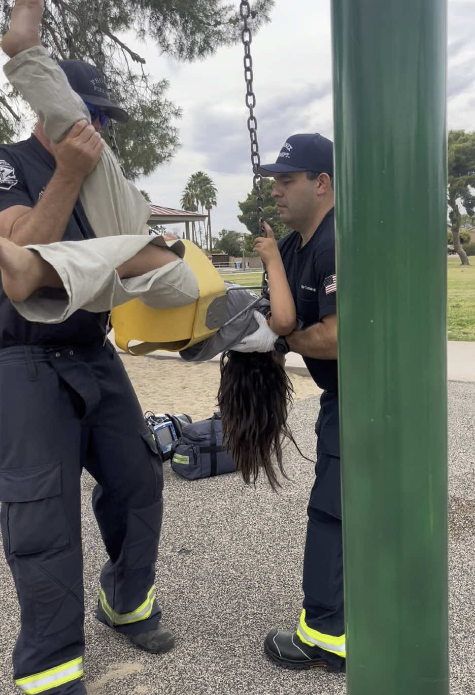 #paramedics #children my 10 year old #daughter thought... I'm not to sure what she thought! #swing #playground #911calls 