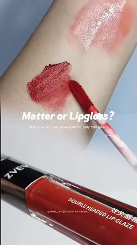 Matte or glossy lips?? well now you can have both for only 48 pesos  DISCLAIMER: The price might change when the promotion ends. so grab yours now! 💄  #fypp #fypage #fyp #fyppage #twin_lynrecos #fypシ゚ #zvevlipstick #lipstick #doubleheadedlipstick #waterprooflipstick #smudgeprooflipstick #transferprooflipstick #glossylipstick #mattelipstick 