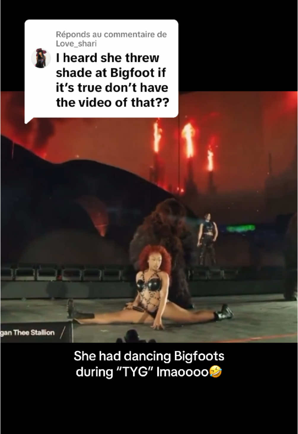 Réponse à @Love_shari I didn’t even realize they Bigfoots during the performance 💀 she’s so funny #megantheestallion #MEGCHELLA #coachella #spiritbox 