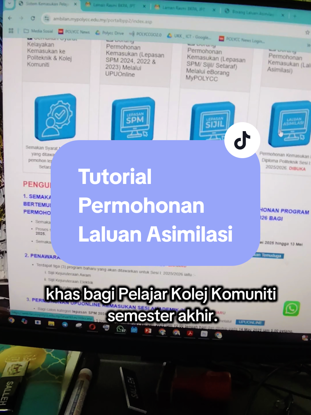 Replying to @user4247362851697 boleh klik laman web ambilan mypolycc untuk mohon laluan asimilasi khas untuk pelajar semester akhir Kolej Komuniti. Tarikh permohonan bermula 14 April 2025. #kksegdihatiku  #kolejkomunitisegamat  #jommasukKKSegamat  #Gengpolycc  #kkswearechampion  #kampuskks  #segamat  #batch07 #batch06  #spm2024 #spm2025  #laluanasimilasi 