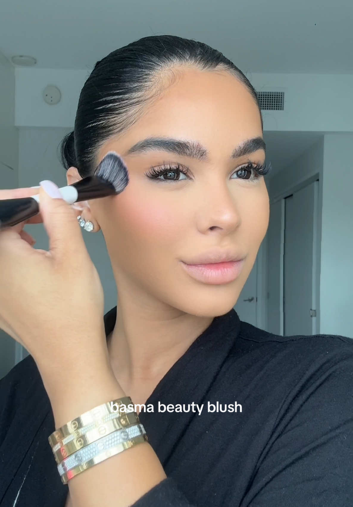 my go to routine right now 🤎  @NARS Cosmetics concealer shade ginger  @Kylie Cosmetics skin tint shade 5W @BASMA Beauty 010 foundation stick & coral blush  @Laura Mercier translucent powder @Milani Cosmetics spiced almond  @makeupforever anywhere caffeinne  @Fenty Beauty lip oil