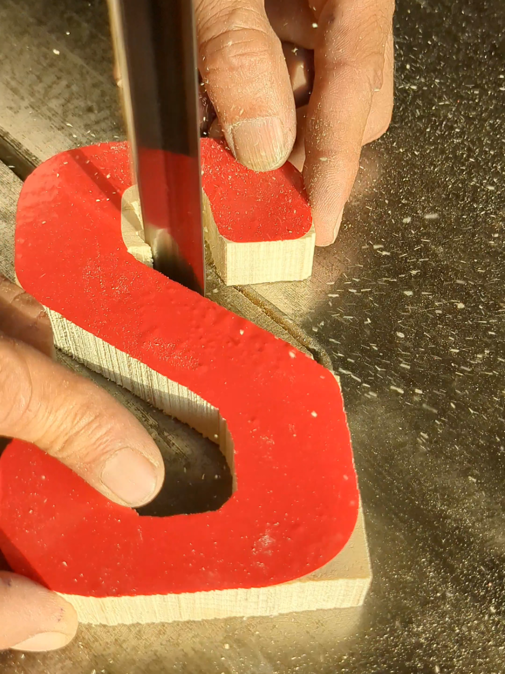 Watch Me Cut This Bold Red Letter S! #fyp #s #Woodworking #CraftingIdeas #UKDIY #ScrollSawProjects #HandmadeCrafts #CustomDecor #woodcraft #crafts 