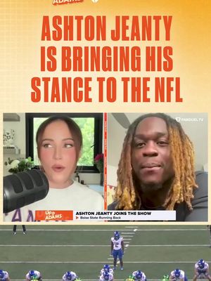The “scary stance” is here to stay 🔥😂 #ashtonjeanty #nfl #nfldraft #nflfootball @heykayadams 