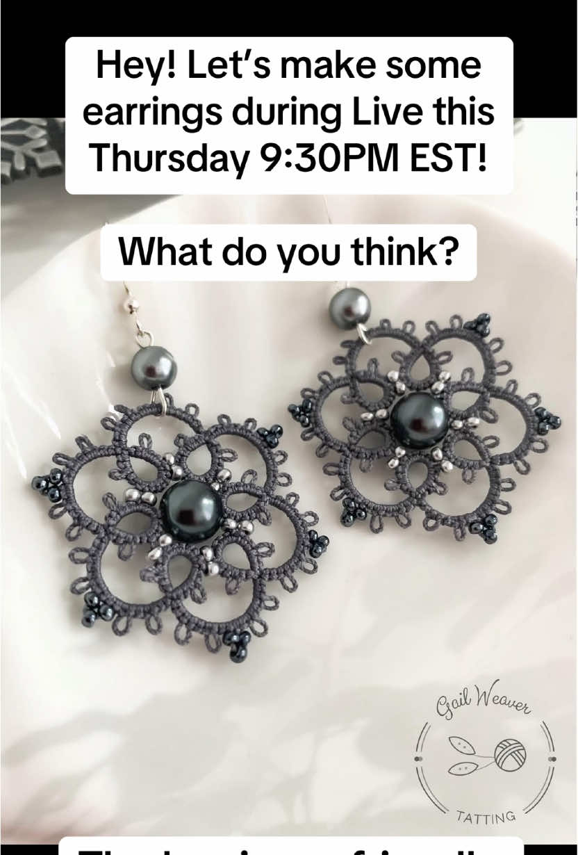 #earrings #tatting #DIY #diyproject #handmadejewelry #foryoupage #LIVEhighlights #TikTokLIVE #LIVE #
