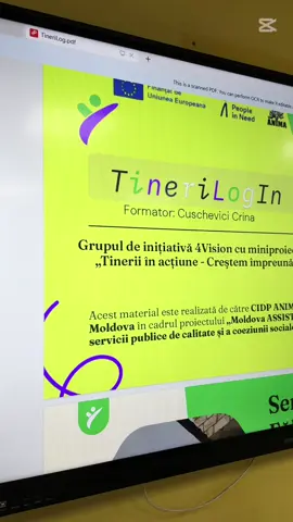 ✨ Pe 14 aprilie, în incinta IP Liceul Teoretic „Mihai Eminescu”, a avut loc cea de-a 3-a activitate a grupului de inițiativă 4Vision, în cadrul miniproiectului „Tineri în acțiune – Creștem Împreună!”. Tema activității: TineriLogIn, cu 20 de participanți, unde am avut ca invitați pe d-na Bejenari Mariana (șefa CRT Fălești) și Ana Paladi (specialist) Tinerii au participat la jocuri de socializare, au descoperit oportunitățile oferite de Centrul de Tineret Fălești, au propus idei de activități și au reflectat asupra așteptărilor și fricilor lor. La final, ne-am distrat prin jocuri, primind multă inspirație pentru implicarea viitoare! #ViziunePentruViitor #SuntInformat #TheFounder #EducațiePentruViață #CarierăȘiAlegere #TineriImplicați #CIDPAnima  Acest material este realizată de către CIDP ANIMA în parteneriat cu People in Need Moldova în cadrul proiectului „Moldova ASSIST: îmbunătățirea accesului la servicii publice de calitate și a coeziunii sociale