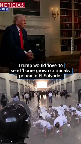 Donald Trump has said he is 'looking into' sending violent US criminals to prison in El Salvador. Speaking to Fox Noticias, the US President said that he would 'love' to use the prisons on 'home grown criminals. Trump's administration are currently working with El Salvador to deport hundreds of alleged gang members. #donaldtrump#elsalvador#usnews#deportation#news#uspolitics