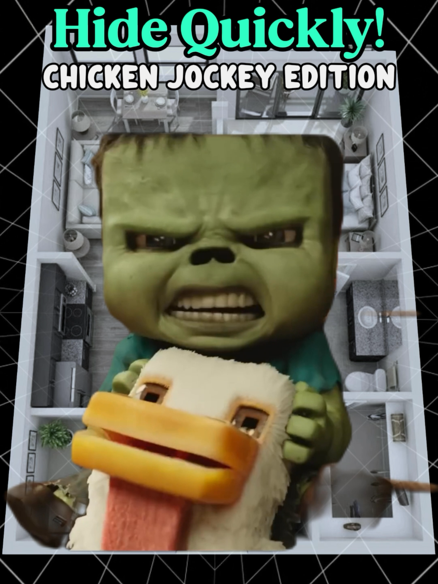 Hide from Chicken Jockey 🐓🧟#hideandseekchallenge #survive #game #interactive #chickenjockey #Minecraft #minecraftmovie #minecraftmemes