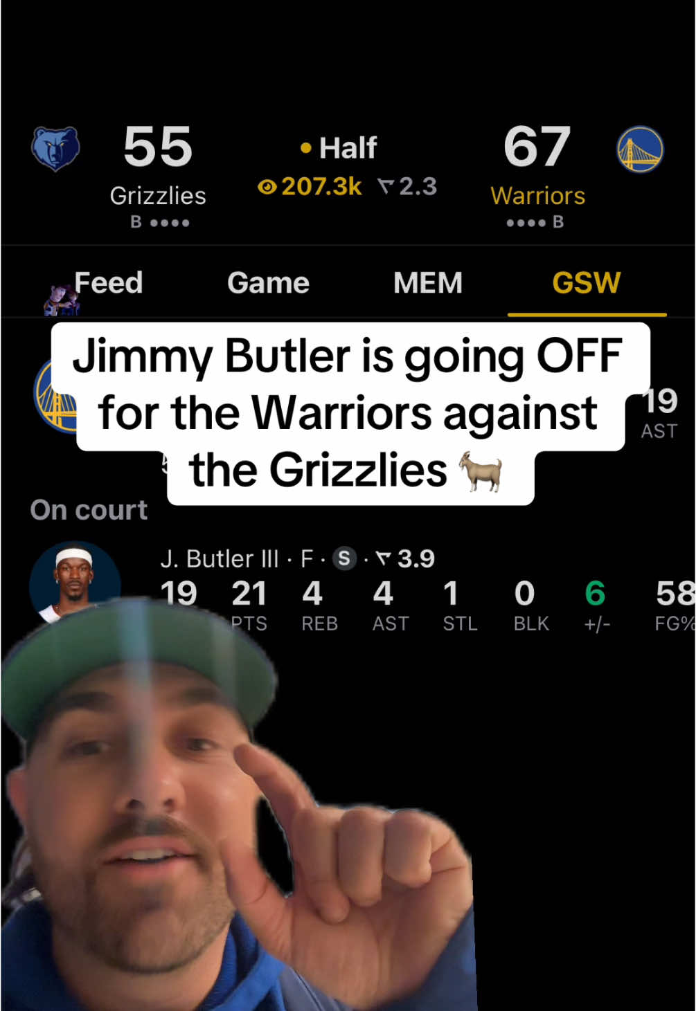 Calling game at half up 12 is crazy bro @betr_jack 😭 #dubnation💙💛 #dubnation #goldenstatewarriors #warriorsbasketball #gowarriors #stephcurry #stephencurry #NBA #nbaplayoffs #nbabasketball #jimmybutler #playoffjimmy #miamiheat 