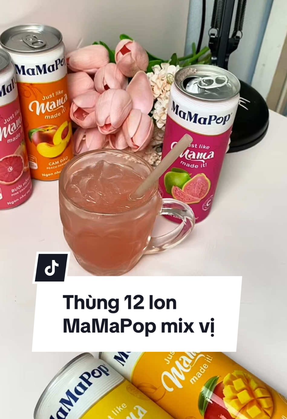 Thùng 12 lon nước trái cây MaMaPop mix vị #mamapop #nuoctraicay #kombucha #nuoctraicaysparkling #giainhietmuahe #nuoctraicaylenmen 