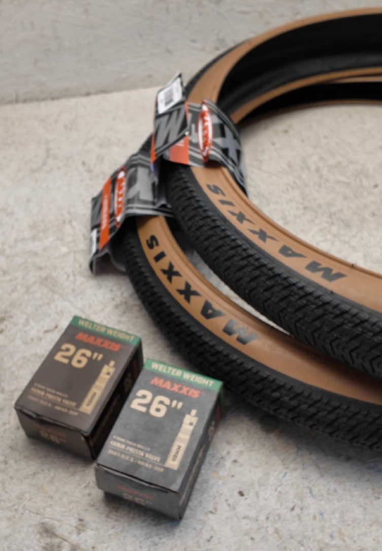 Maxxis 26x2.3 Tan wall tires.  Check out the fully restored bike on my Youtube channel (link in bio). #restoration #vintagebike #bikebuild #bikerepair #bikeservice #bikerestoration #mtb