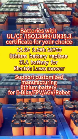 Welcome to consult and customize 12.8V 8.6Ah 26700 lithium battery replace SLA battery for Electric Lawn mower .Batteries with UL/CE /ISO13849/UN38.3 certificate for your choice #factory#manufacturer#source#lithiumbattery#batteries#rechargeablebatteries#customization#diy#OEM#ODM#newenergy#AGV#FPV#Robot#Ebike#drone#jumpstarter#golfcart#BMS#UL#CE