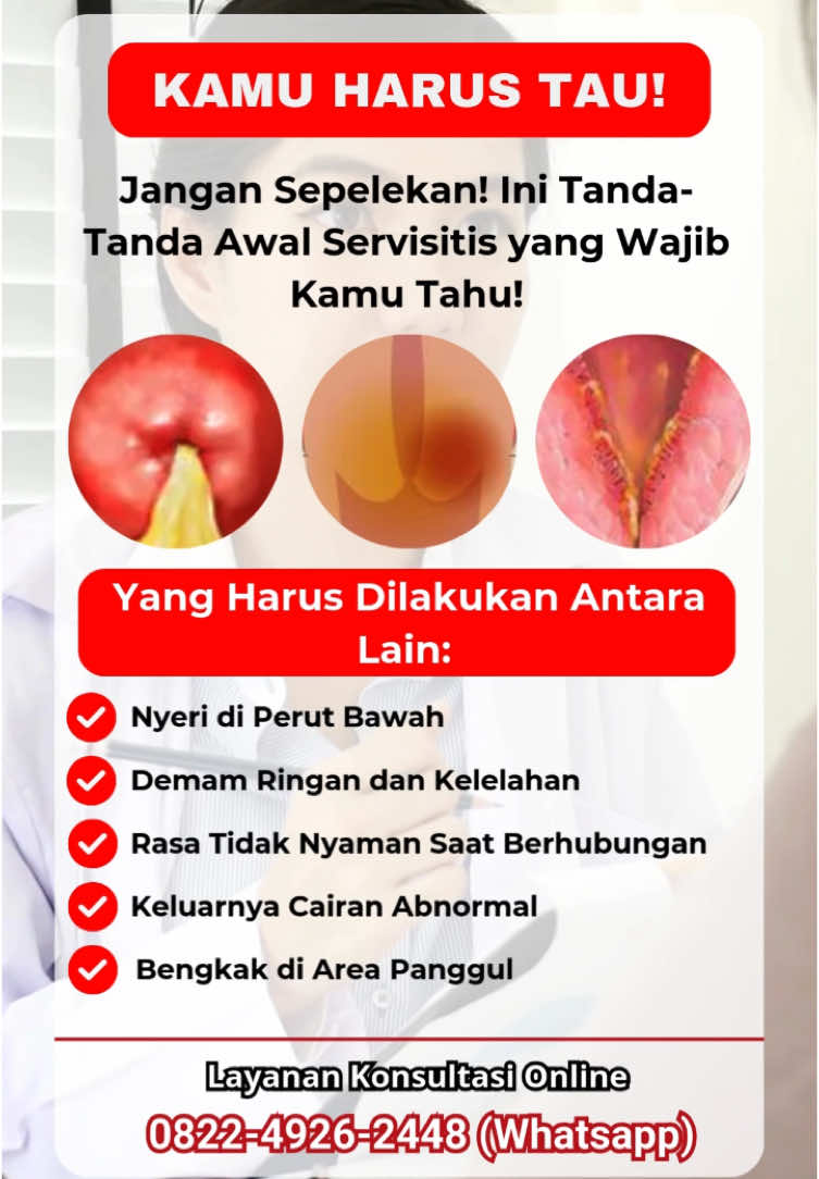 Jangan Sepelekan! Ini Tanda-Tanda Awal Servisitis yang Wajib Kamu Tahu! #kesehatan #konsultasikesehatan #infosehat #fyp #zxybcaシ #penyakit #penyakitkelamin #kesehatan #infosehat #fyp #zxybcaシ #penyakit #penyakitkelamin #penyakitmenular #servisitis #cervisitis #ginekologiya #infeksi #bakteri #virus #edukasikesehatan #infokesehatan #kesehatanreproduksi #kesehatanwanita #reproduksiwanita #penyakitwanita #tipssehat #tipskesehatan #seputarkesehatan #jagakesehatan #sehatselalu #klinik #kliniksentosa #jakartaseru #asmaragenz #metaai