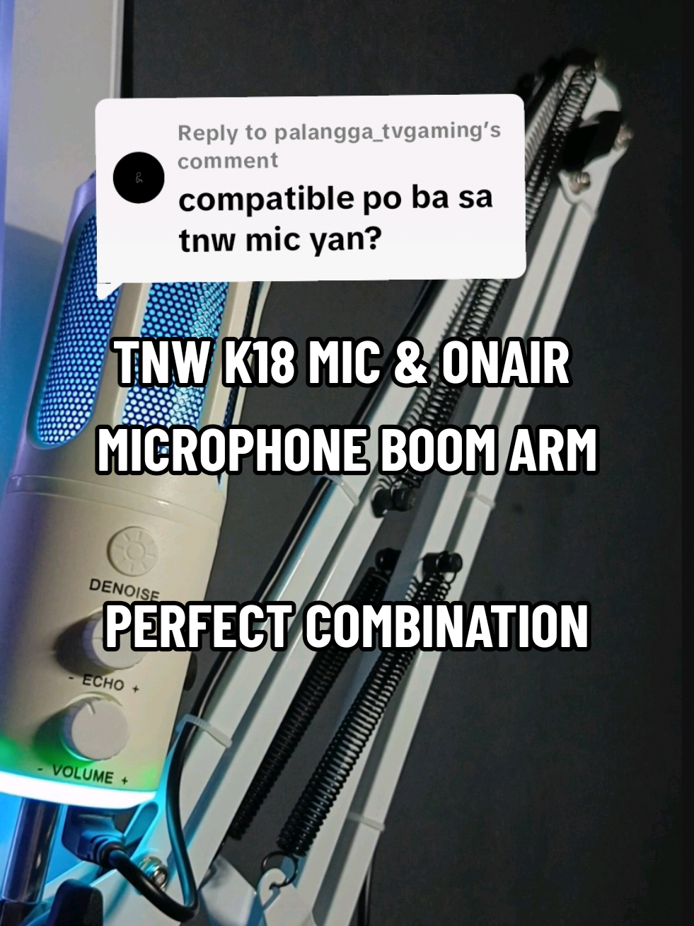 Replying to @palangga_tvgaming  Yes po! compatible with TNW K18 microphone perfect combo sila. ☺ TNW K18 LINK 👉@Jomm  ONAIR MIC BOOM ARM LINK 👉@Jomm  #onairmicrophoneboomarm #boomarm #microphoneboomarm #microphoneholder #microphonestand #tnwk18 #tnw #micboomarm  #micholder #onair #pcsetup #streamingmic 