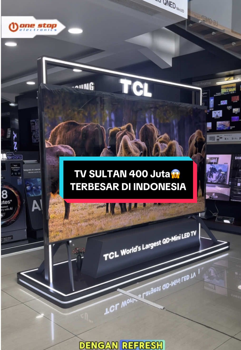 Tv terbesar di Indonesia hadir di Onestop Electronics  #tcl #tv115inch #tcl115x955max 