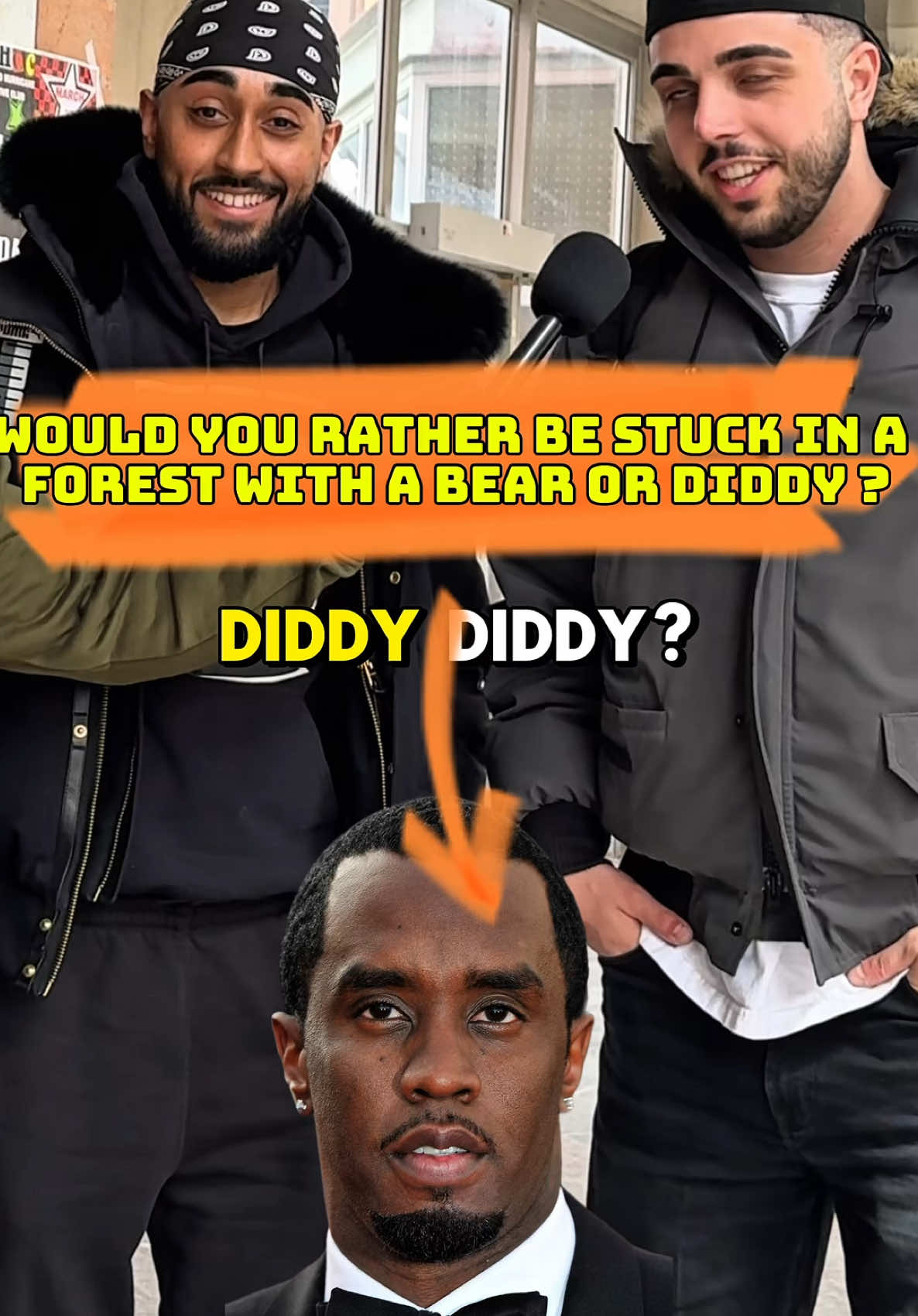 A bear or P. Diddy ? #college #interview #foryou #fyp #publicinterviews #streetinterviews #funny #manonthestreet #toronto #manvsbear #viral #addivibez #publicinterview #trending #diddy #pdiddy #puffdiddy 