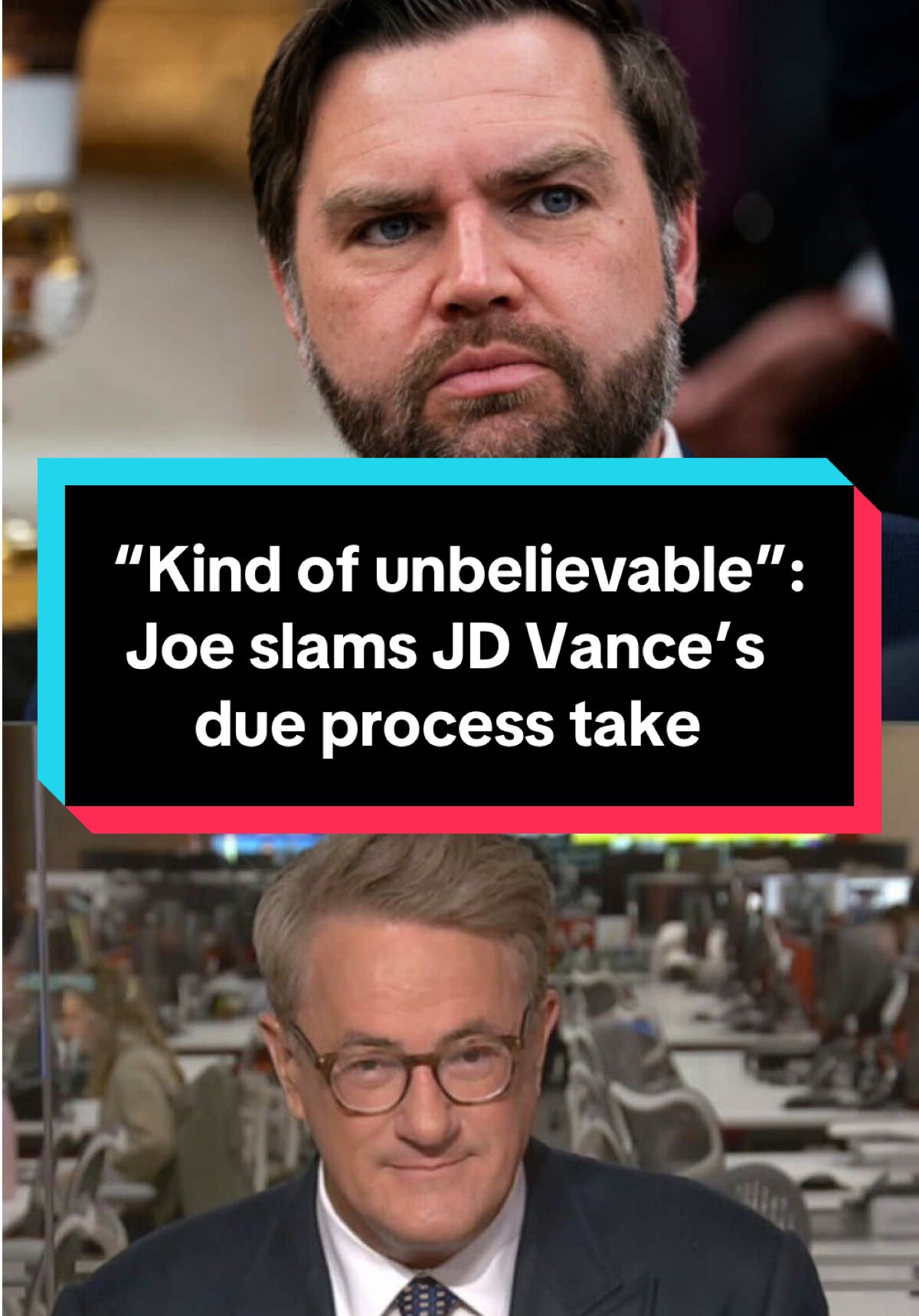 On #MorningJoe, Joe Scarborough slammed Vice President JD Vance’s social media post questioning whether undocumented immigrants are entitled to due process:  “To tweet that after the Supreme Court ruled nine to nothing, that due process still existed in America and existed for people that that the administration wanted to grab up and whisk away… For a guy that went to Yale Law School, that's kind of unbelievable.” #jdvance #trump #law #immigration #politics #washington 