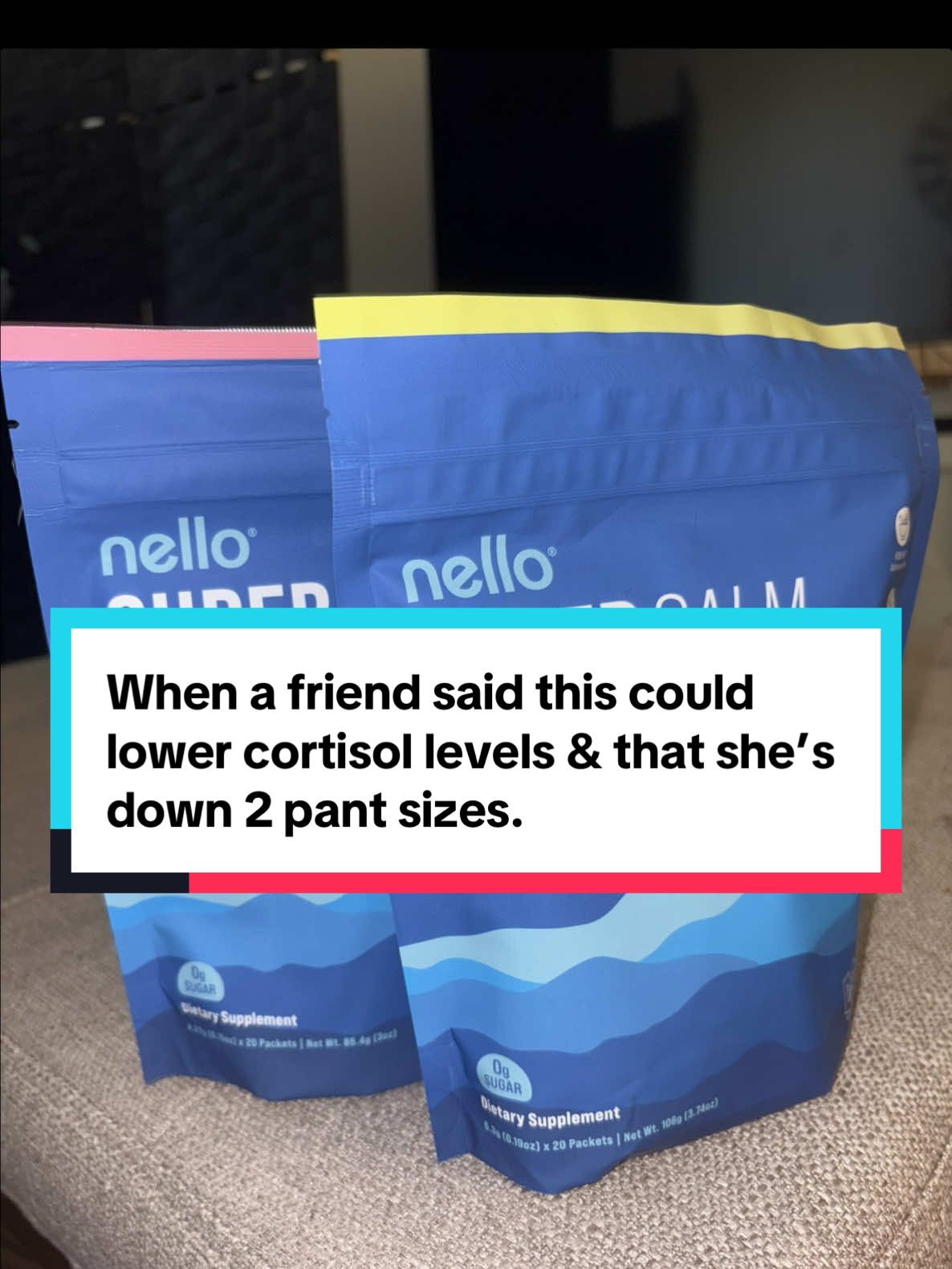 I can’t wait to try this! #nello #nellosupercalm #highcortisol #diet @Drink Nello #ashwangandha #ltheanine #magnesium #vitamind3 #supercalm #cortisol #cortisolface #bloating 