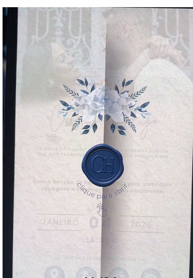 E esse foi o resultado do convite 😍💙 #casamentoazulserenity #convitedecasamento #convitecasamento #convitedigital #convitedecasamentodigital #conviteinterativo #casamento2025 #noiva 