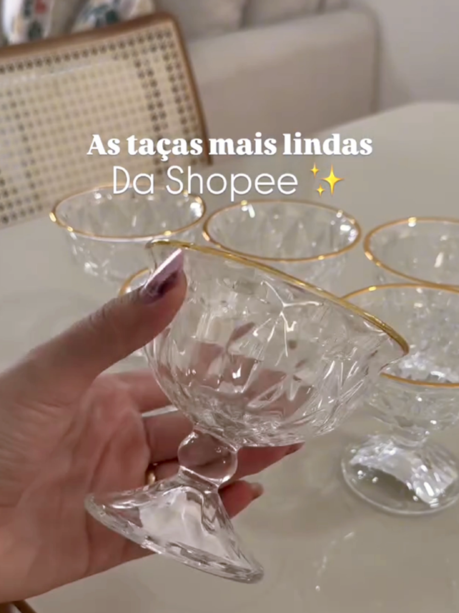 As taças mais lindas da shopee❤️ Onde encontrar o link? Link no meu perfil ☝️ Ou comente Eu quero para receber o link ✨ #achadinhos #viral #cozinha #taça 