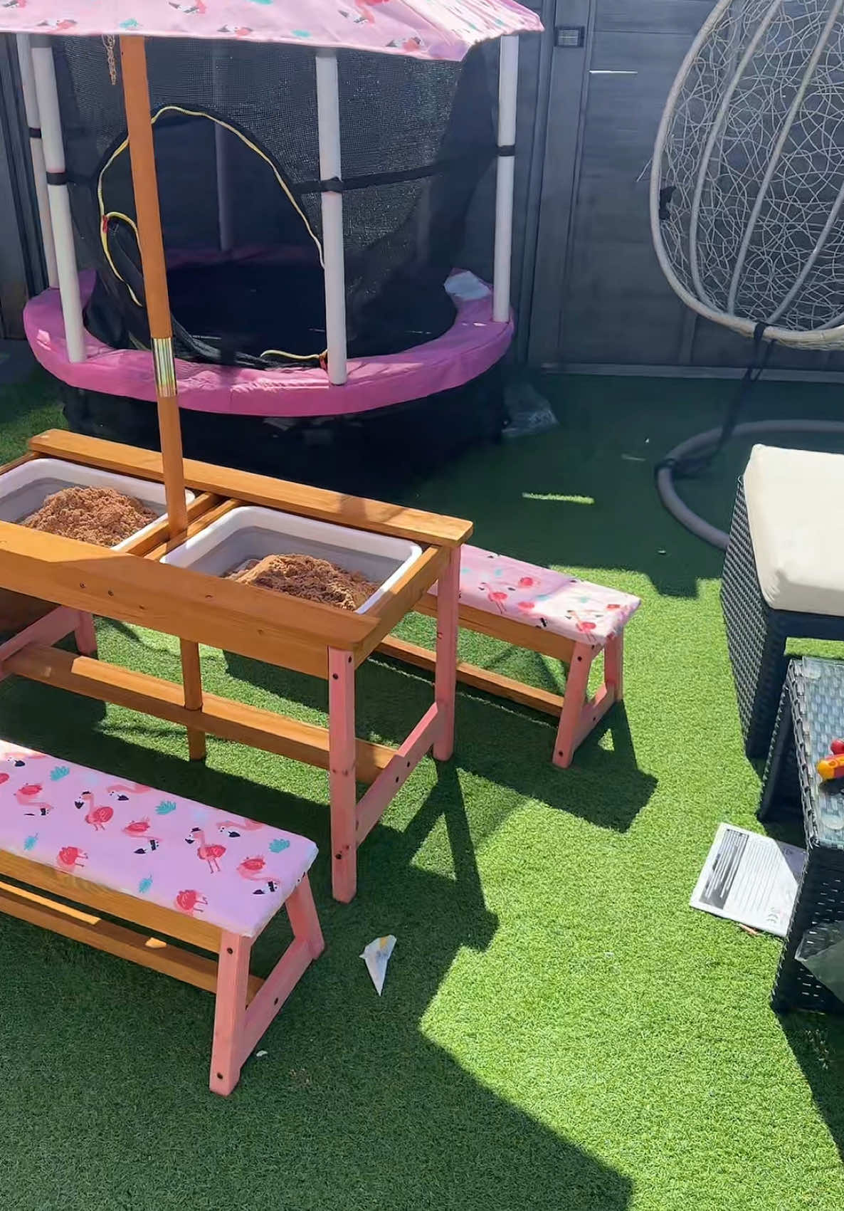 So proud of myself! Normally seeing all these parts I’d be like no way and wait for Wayne! #fyp #DIY #garden #toys #kidstoys #sandtable #Summer 