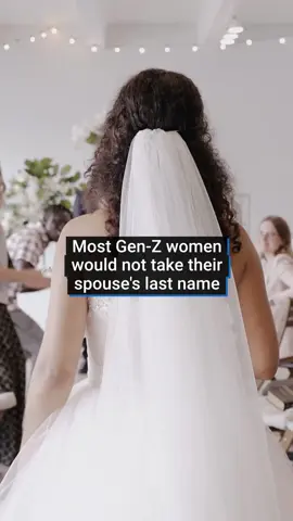 Most UK Gen-Z women would prefer not to take their spouse's last name, according to research from YouGov. Many young women are instead opting to keep their own last or creating a double-barrelled surname, at a rate significantly lower than the much older generations. More than half of Gen-Z men on the other hand would still prefer their spouse take their last name, largely in line with their elders. #marriage #weddings #genz #news #uknews