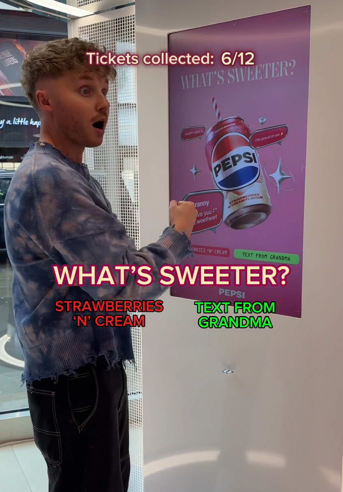 AD anyone else’s girlfriend like this whenever there’s an arcade game in sight?… be sure to check out the @Pepsi UK Sweet Room pop up in London this weekend and try out the new Strawberries ‘N’ Cream and Cream Soda flavours!! 🕺🏼(there’s a bunch of fun arcade games to play too 😃) #connorandyvonne #fyp #couple #game #challenge #arcade #london #pepsi #pepsimax 