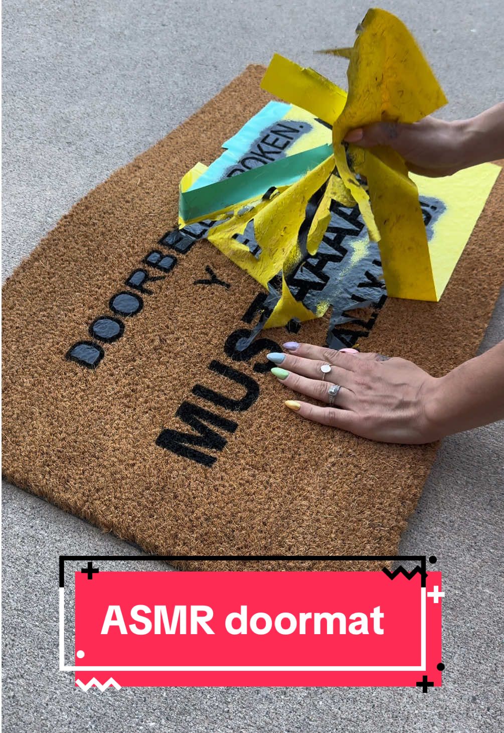 ASMR doormat 🙌🏼 MUSTAAARD!!!!! 😂 #doormat #asmr #diydoormat #asmrsounds #doormats #DIY #decor #creatorsearchinsights #mustard #mustarddoormat #art #asmrdoormat #diycrafts #asmrvideo #asmrcommunity #asmrcrunch #homedecor #funny #funnydoormat #crafts #SmallBusiness #handmade