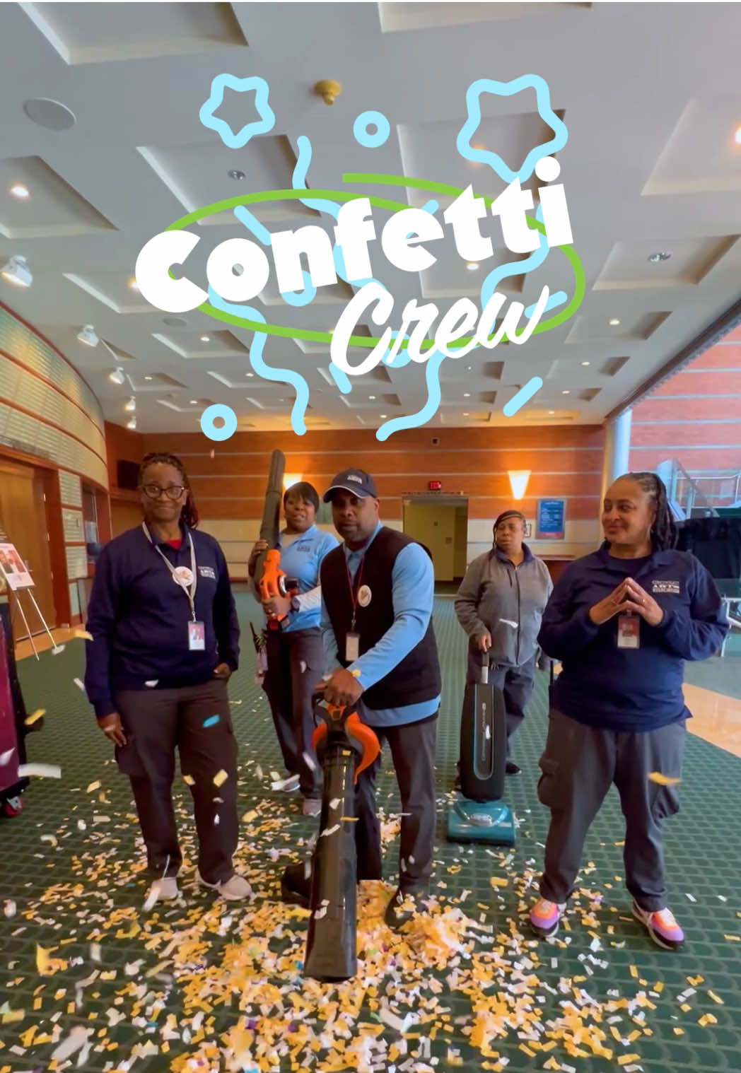 🎊 Name a more iconic crew, we’ll wait… Our custodial staff is a super group for the ages! While you’re enjoying the splendor and fun of & Juliet at the Aronoff Center, don’t forget to thank our Confetti Crew who keep our facilities looking fabulous!