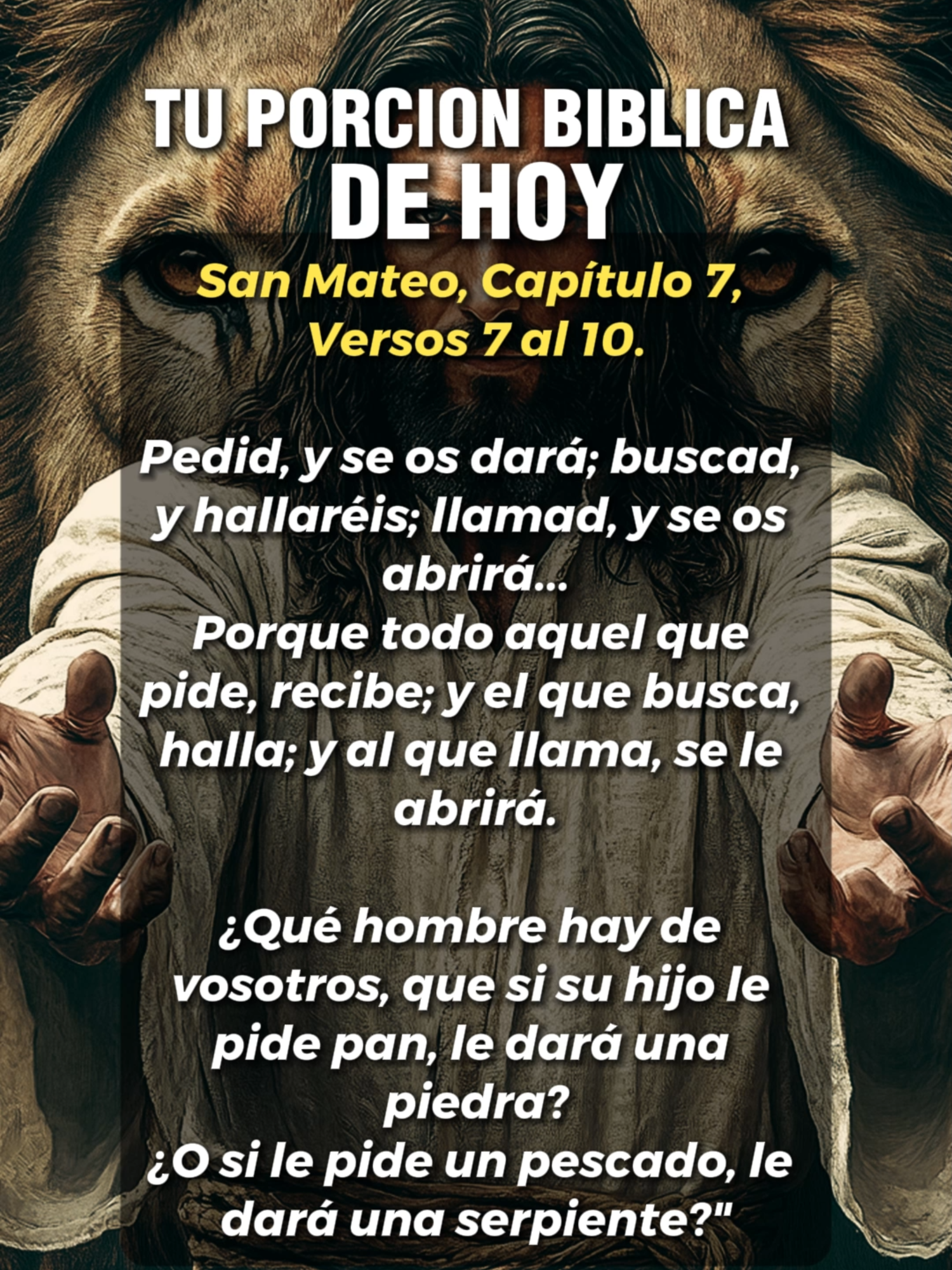 Mateo 7:7-10, TU PORCION BIBLICA DE HOY, Te comparto esta porcion biblica para que edifiques tu vida, no olvides seguir mi canal en YT #versiculosbiblicos #versiculobiblico #bibliasagrada #motivacioncristiana #israelcorleto