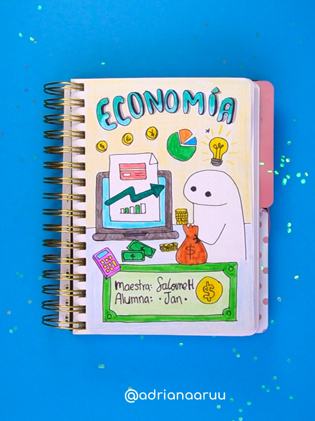 Portada de Economía. Paso a paso completo en mi canal de youtube:  Adriana Aruu #portadadeeconomia #portadasdematerias #caratuladeeconomia 