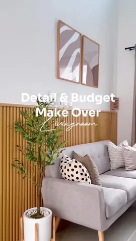 Detail & budget makeover ruang tamu 🤍 #wallpanel #wpcwallpanel #wpcwallpanelmurah #homedecor #dekorasirumah #inspirasiruangtamu #ruangtamuminimalis #ruangtamuaestetic 