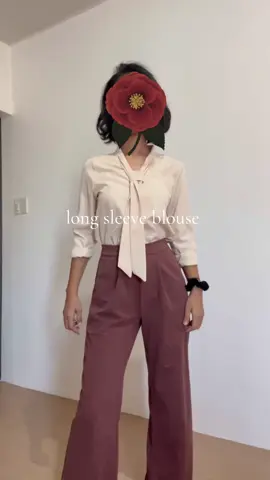 OURSEEZ Korean Long Sleeved Shirt White Loose Tie Blouse Gandaaaa!✨ Chiffon Casual Top for Women Womenswear Vneck Basic Lingerie #ootdph #longsleeveblouse #aestheticootd #officeoutfits #churchoutfit #dateoutfit #trendyoutfits 
