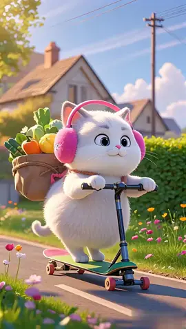 Mèo đi dạo mát #hoathinh #cartoon #nhacthieunhi #nhacthieunhivuinhon #cat #meocon 