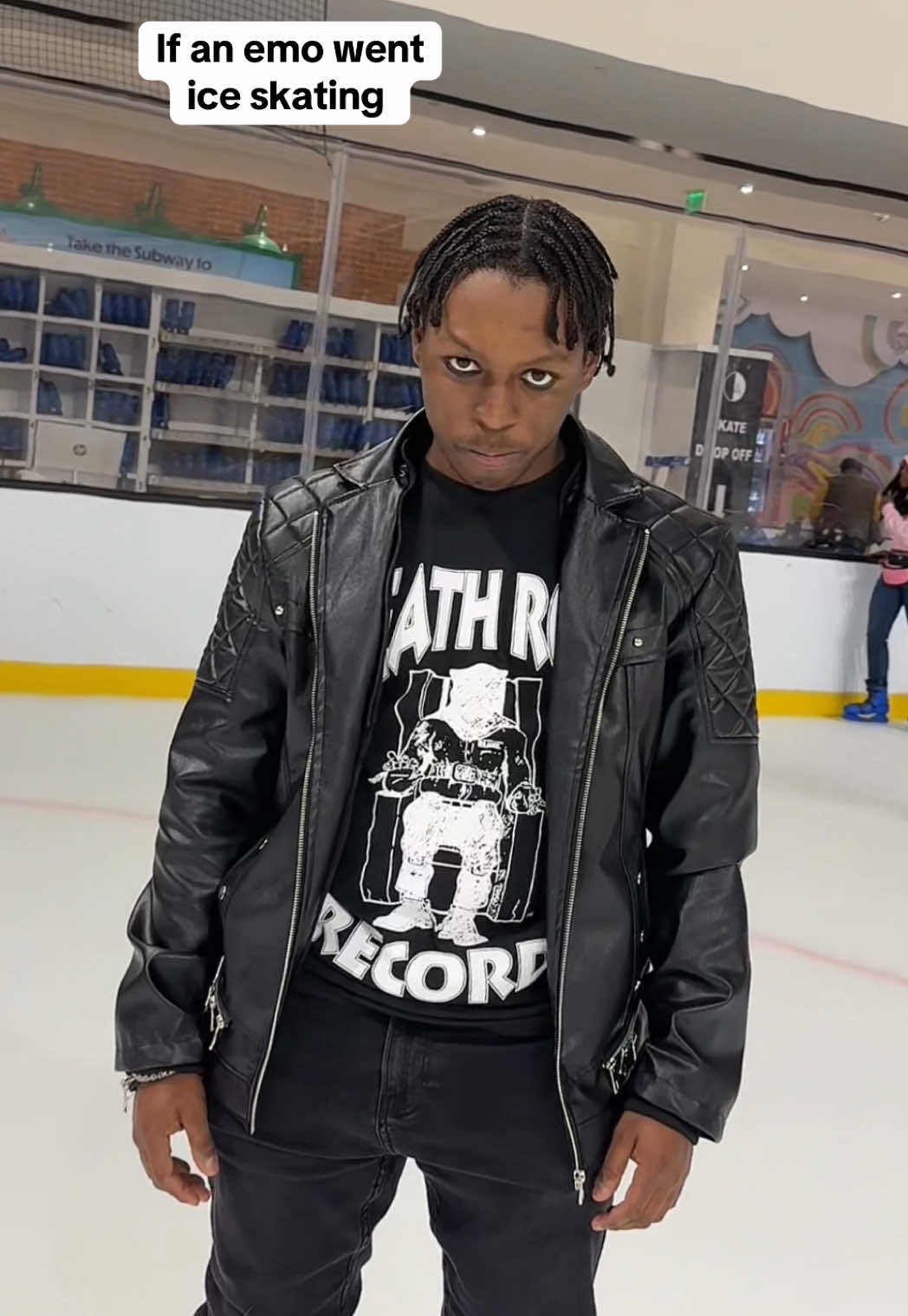 If an emo went ice skating for the first time 😈⛸️  #emo #iceskate #iceskater #IceSkating #beginner #sk8teforthelab 